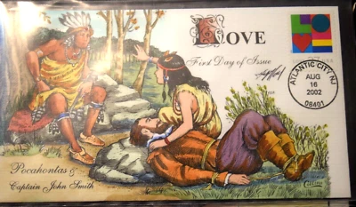 COLLINS LOVE CACHET FDC "POCAHONTAS & J SMITH," Cancelled LA (08-16-2002), New - Image 1 of 3