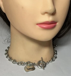 Tiffany & Co. Vintage Chunky Double Heart Toggle Choker Necklace .925 - Picture 1 of 10