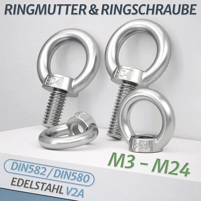 Ringmutter Ringschraube M3 BIS M36 Edelstahl A2 Zurröse Augmutter DIN580 DIN582 - Bild 1 von 4