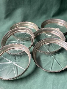 6 Solid Rim Vintage Webster Sterling & Cut Glass Coasters Rims, Dot and Dashes - Picture 1 of 6