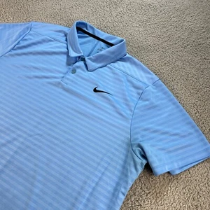 Nike Golf Polo Shirt Mens 2XL XXL Blue Stripe Dry Embossed Regular-Fit Dri-Fit - Picture 1 of 12