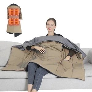 USB Electric Heated Throw Blanket Warm Poncho Wrap Blanket Portable Shawl 5V/2pe - Picture 1 of 11