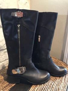 Vince Camuto Black Leather 6.5 B Women's Knee High Boots  - Picture 1 of 8