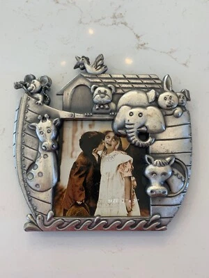 Noah’s Ark Metal Picture Frame 5in x 5in Pewter Style 3D Kids Babies Room -Gift - Изображение 1 из 4