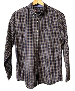 Polo Ralph Lauren abito camicia da uomo grande marrone blu a quadretti manica lunga bottone - Foto 1 di 5
