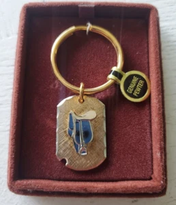 New In Box Gold Tone Pewter Key Fob Country Western Horse Saddle Keychain Charm - Picture 1 of 3