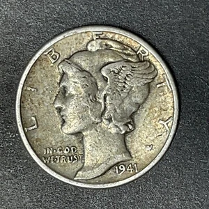 1941 Mercury Dime United States USA Coin 90% Silver Objects You Love - Picture 1 of 2