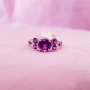 Genuine 100% Real Sterling Silver Rings. size 7 Amethyst stones R63 Purple - Picture 1 of 5