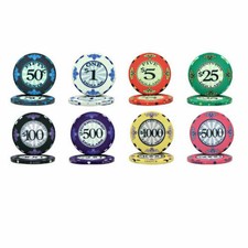 Scroll 10g Ceramic Poker Chips Sample Set New - 8 Denominations