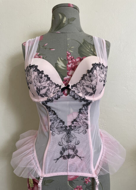 Vintage Y2K Victoria's Secret Angels Pink Floral Bustier Corset