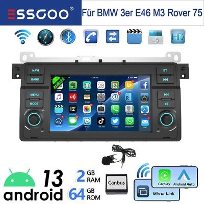 64G Android 14 Apple Carplay Autoradio GPS WiFi Für BMW 3er E46 M3 Rover 75 MGZT - Bild 1 von 4