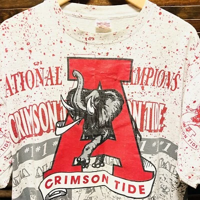 VTG 1992 Alabama Crimson Tide National Championship Shirt Mens Large AOP - Image 1 of 4