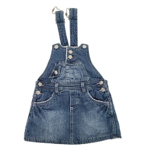Levis Girls Faux Fur Lined Denim Jean Overall Dress Size 3T - Picture 1 of 11