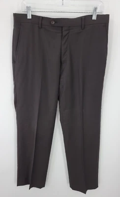 John Varvatos Pants Mens 33R Black Cashmere Wool Flat Front Slacks Trousers - Image 1 of 4