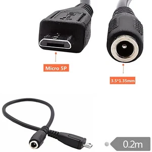 DC Power 3.5mm x 1.35mm Female to Micro USB 5pin Male Adapter Connector Cable - Picture 1 of 6