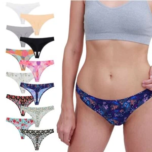 4pcs Womens Sexy Breathable Seamless Thongs Pantie Low Rise Underwear Hot - Picture 1 of 15