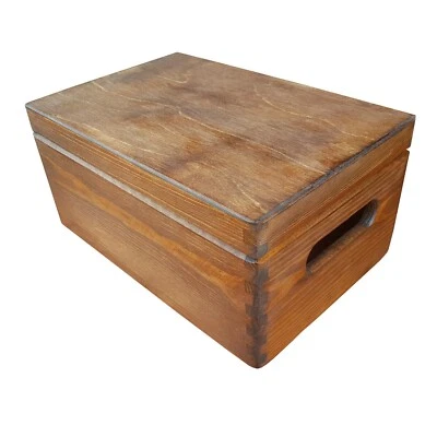 Caja/Baúl Madera Asas Blancas y Tapa 30cmx20cmx13.5cm Color Marrón Foto 1 de 4