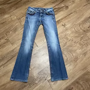 Miss Me Bootcut Blue Denim Jeans Womens Size 26 Stretch Bling Designer Pants - Picture 1 of 14