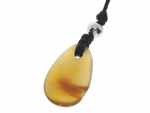 Kraftstein Karneol rot beige Anhänger inkl. Seidenband und Silber Kugel - Bild 1 von 2