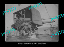 OLD POSTCARD SIZE PHOTO AUSTRALIAN NAVY HMAS TORRENS GUN TURRET c1920