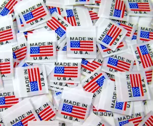 250pcs White Woven Sewing Garment Clothing Labels - American Flag Made in USA - Picture 1 of 2
