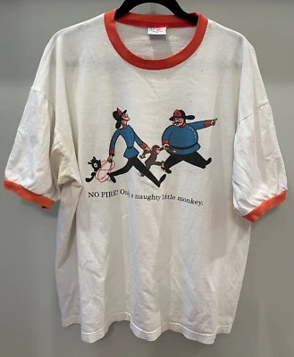 Camiseta De Colección Años 90 Curious George Ringer Sin Bomberos TALLA XL Foto 1 de 4