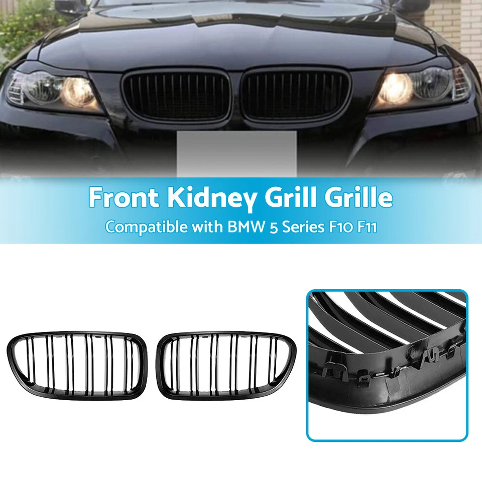 Bumper Bar Grill Grille Bodykit Suitable For BMW 5 Series F10 F11 Gloss Black - image 1 of 4