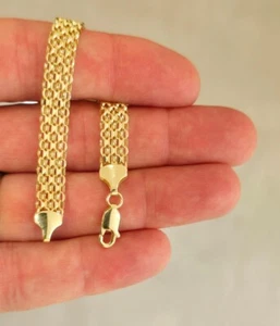 14K Yellow Gold Bismark Link Chain Bracelet 7.5”-7mm - Picture 1 of 7