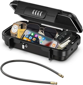 Portable Safe Box, Security Lock Box, Safe Lock Case with 4-Digit Code, Removabl - Picture 1 of 7