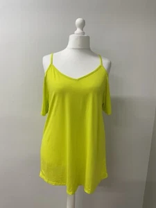 Yours Cold Shoulder Top Size 18 Yellow Short Sleeve Stretchy NEW - Picture 1 of 9