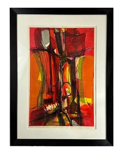 Vintage Red Abstract Expressionist Serigraph - Picture 1 of 17