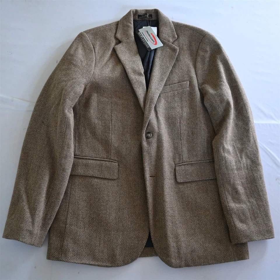LL Bean 40L Tall Brown Herringbone Tweed Thinsulate Primaloft Blazer Sport Coat - Image 1 of 4