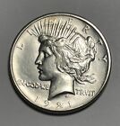 1921 Peace dollar (#16386) Au/Unc Decent luster. Nice strike. Cleaned. Scratch