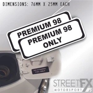 2x Fuel Label Sticker Premium 98 Brushed Alumuinium Decal Safety - Picture 1 of 3