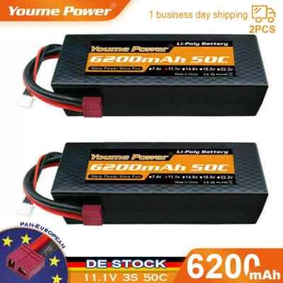 2x 11,1V 3S 6200mAh Hard case Lipo Akku Deans für RC Atuto LKW Hubschrauber UAV - Bild 1 von 4