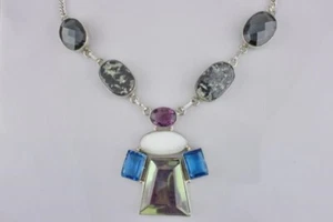 Sterling silver Gemstone Necklace Hand made - Picture 1 of 2