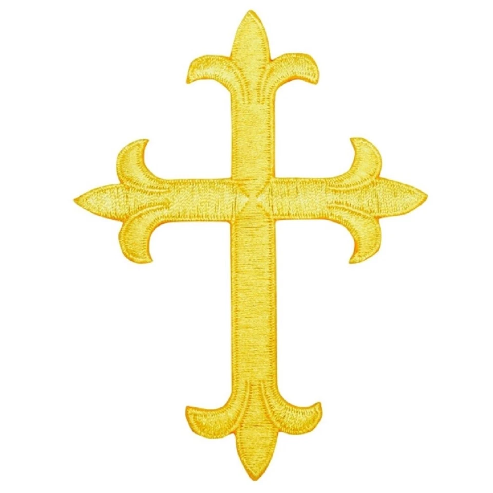Large Cross Applique Patch - Yellow Christian Jesus Religious Badge 4" (Iron on) - Image 1 of 1