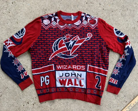 John Wall Washington Wizards NBA Forever Collectibles Ugly Christmas Sweater 2XL Cover