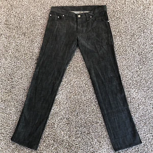 Nagano Japanese Selvedge Raw Denim Jeans Size Large / (34x32) Black Slit Bottoms - Bild 1 von 8