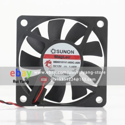 MB60101V1-000C-A99 DC12V 0.12A 1.44W 6010 60x60x10mm 6cm 2Wire Axial Cooling Fan - Image 1 of 4