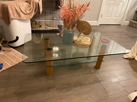 Alessi Post-Modern Glass, Wood, and Rubber Coffee Table c. 1980's Cover