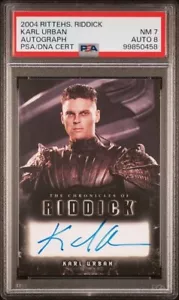 PSA 7 Auto 8 2004 Rittenhouse Chronicles of Riddick KARL URBAN Lord of the Rings - Picture 1 of 3