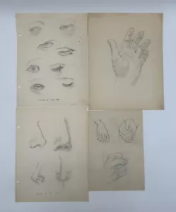 VINTAGE ARTWORK 1930s MARCINE LIPPER-DRAWINGS-NOSE/HANDS/EYES/MEN/WOMEN - Picture 1 of 21