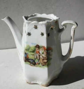 Tea Pot Children Turkeys Basket of Eggs Ceramic Hand Painted Made in Germany --- - Picture 1 of 1