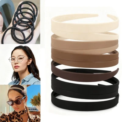 8X Plastic Headbands Hair Loop + 20Pcs Black Hair Ties Set Comfortable for Girl - Image 1 of 4