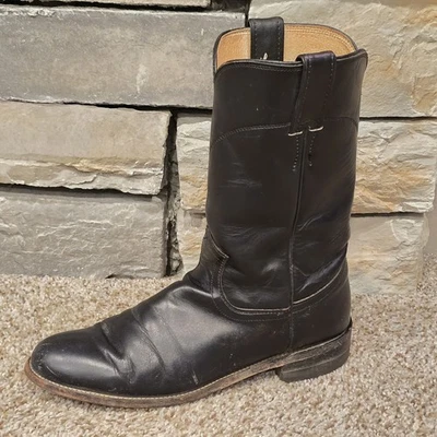 Justin Cowboy Boots Women's 7.5 B Black Leather Cora Western L3703 Made In USA - Image 1 of 4