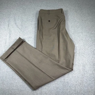 Lauren Ralph Lauren Dress Pants Mens fits 39x32 Tan Flat Front Polyester Rayon - Image 1 of 4