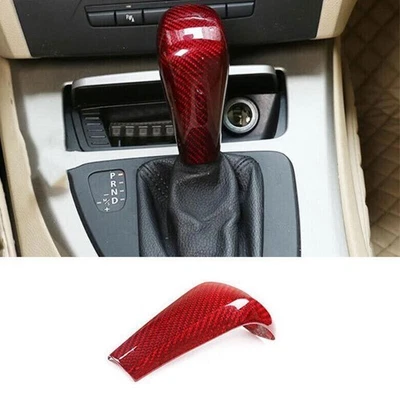 Ajuste de perilla de cambio de marchas para BMW Serie 1 E81 consola central rojo fibra de carbono 07-11 Foto 1 de 4