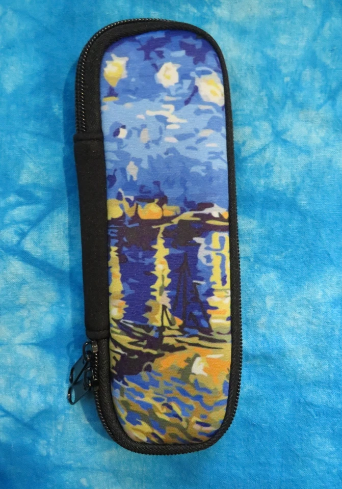 Artist Van Gogh Painting Night Visions Zip Close Neoprene Small Pen Pencil Case - Image 1 of 4