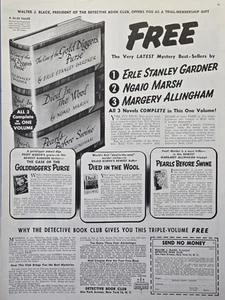 Detective Book Club Triple Volumen Gardner Marsh Allingham Vintage Anuncio Impreso 1945 - Imagen 1 de 4